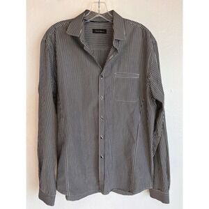 EMILE‎ LAFAURIE Long Sleeve Button Up Oxford Stripe Shirt Mens Large Gray Modern